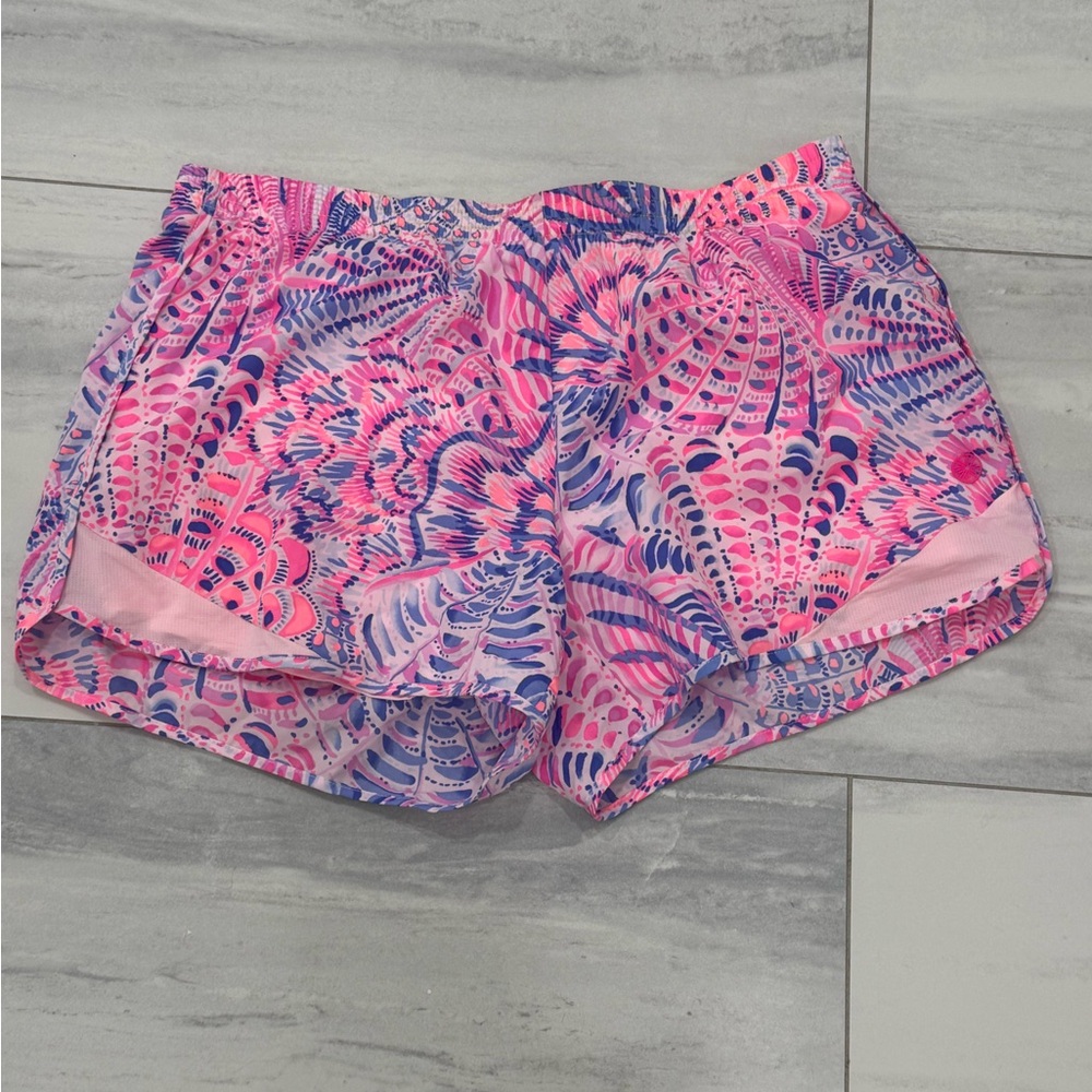 Lilly Pulitzer Pink and Purple Luxletic Ocean Trail Athletic Shorts - Picture 2 of 6